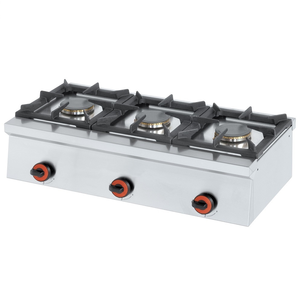 Eurast 44130M10 Gas boiling 3 burners table top - 900x450x240 mm - 13.5 Kw