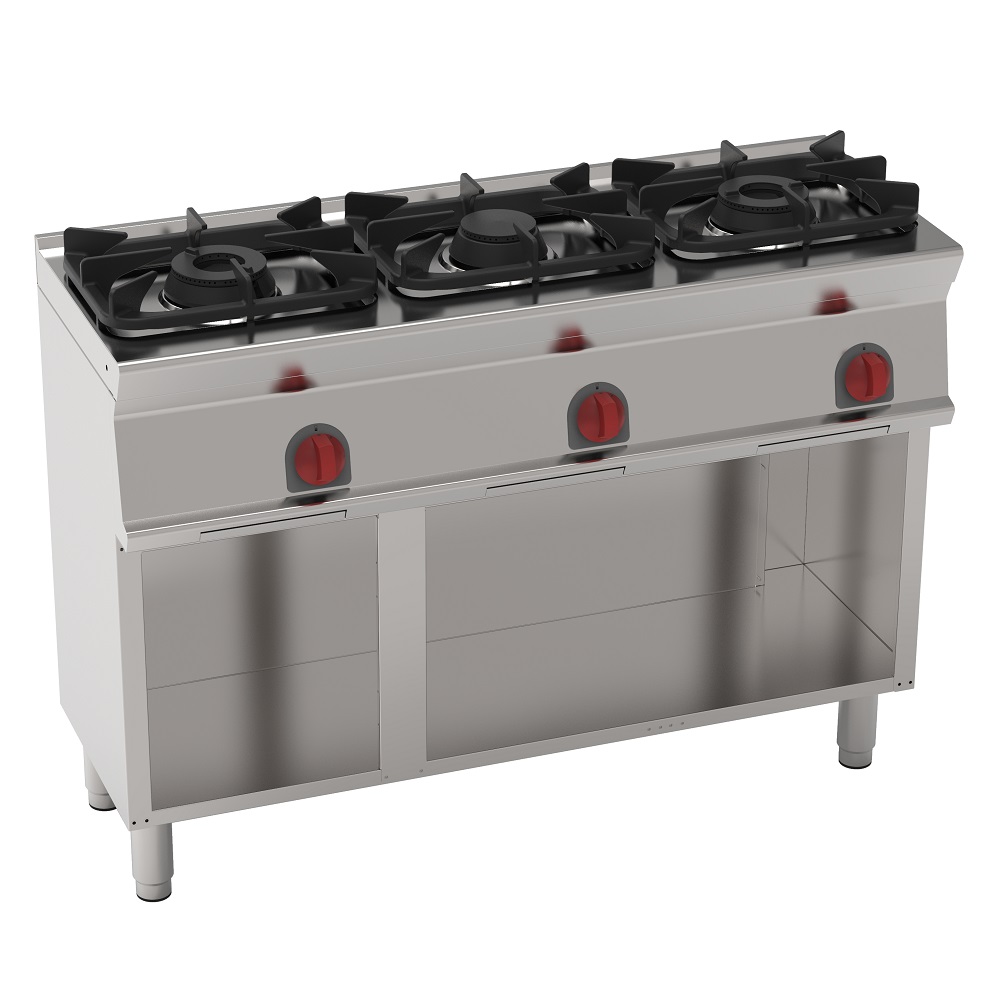 Eurast 33111317 Gas cooker 3 burners on open support - 1200x450x900 mm - 18.9 Kw