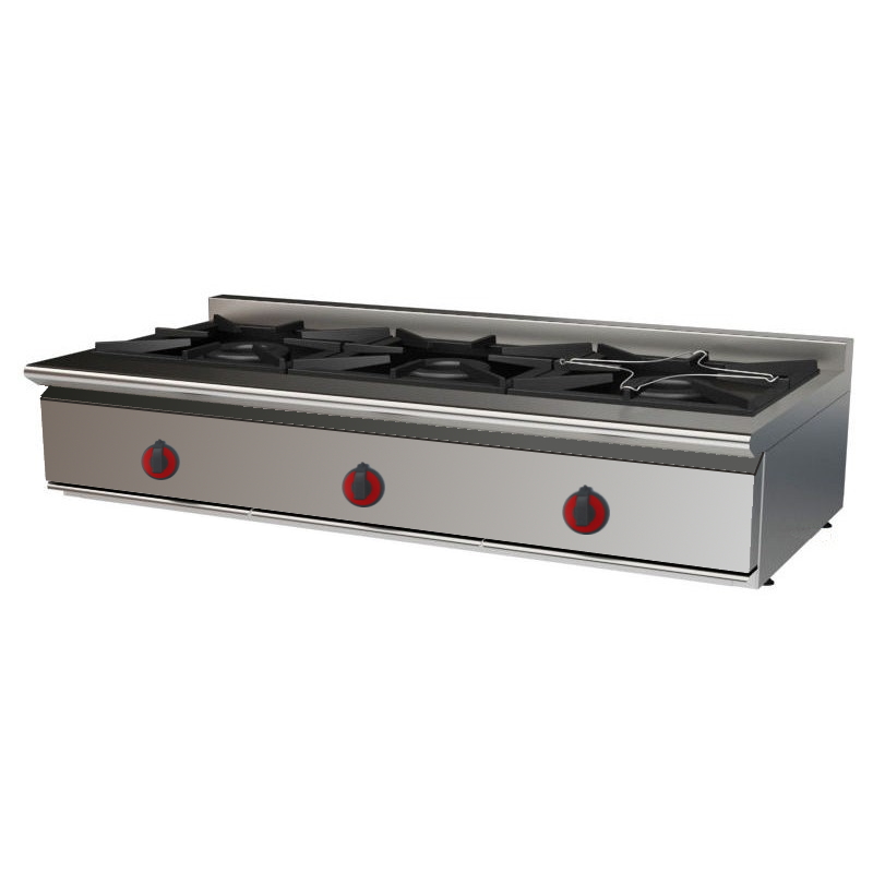 Eurast 33051255 Gas boiling 3 burners table top - 1200x550x280 mm - 17.5 Kw