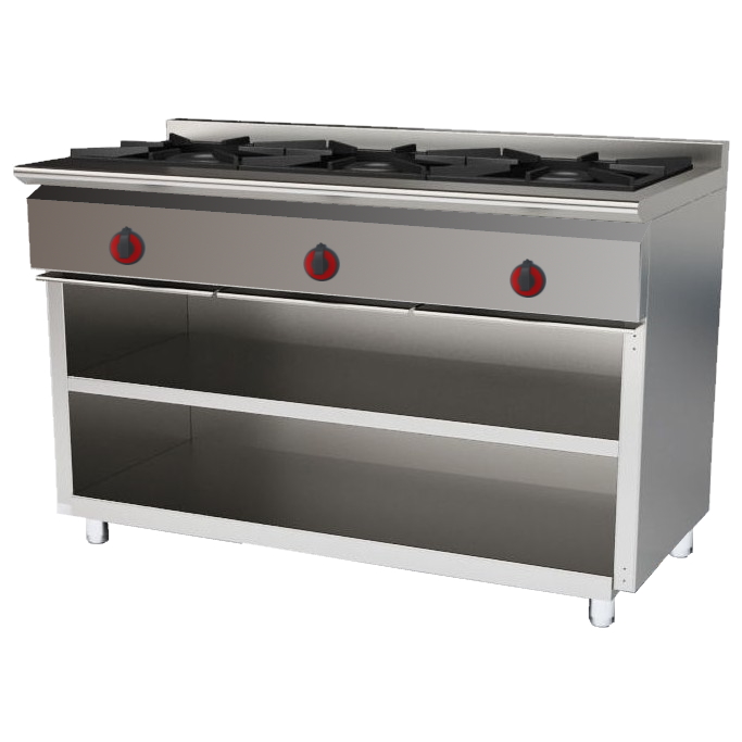 Eurast 33081255 Gas cooker 3 burners on 2 shelves - 1200x550x850 mm - 17.5 Kw