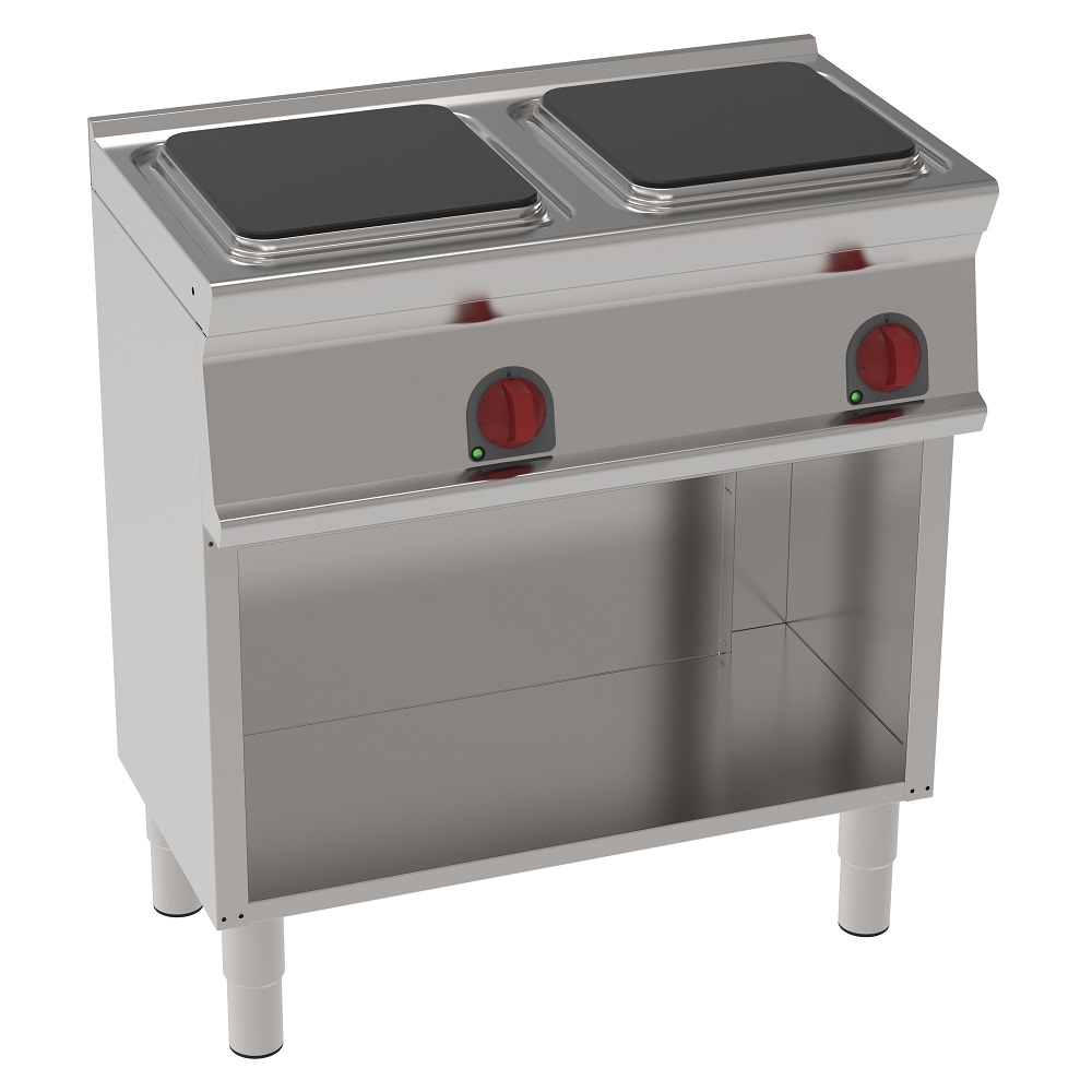 Eurast 30051613 Electric cooker with 2 square plates on open support - 800x450x900 mm - 8 Kw 400/3V