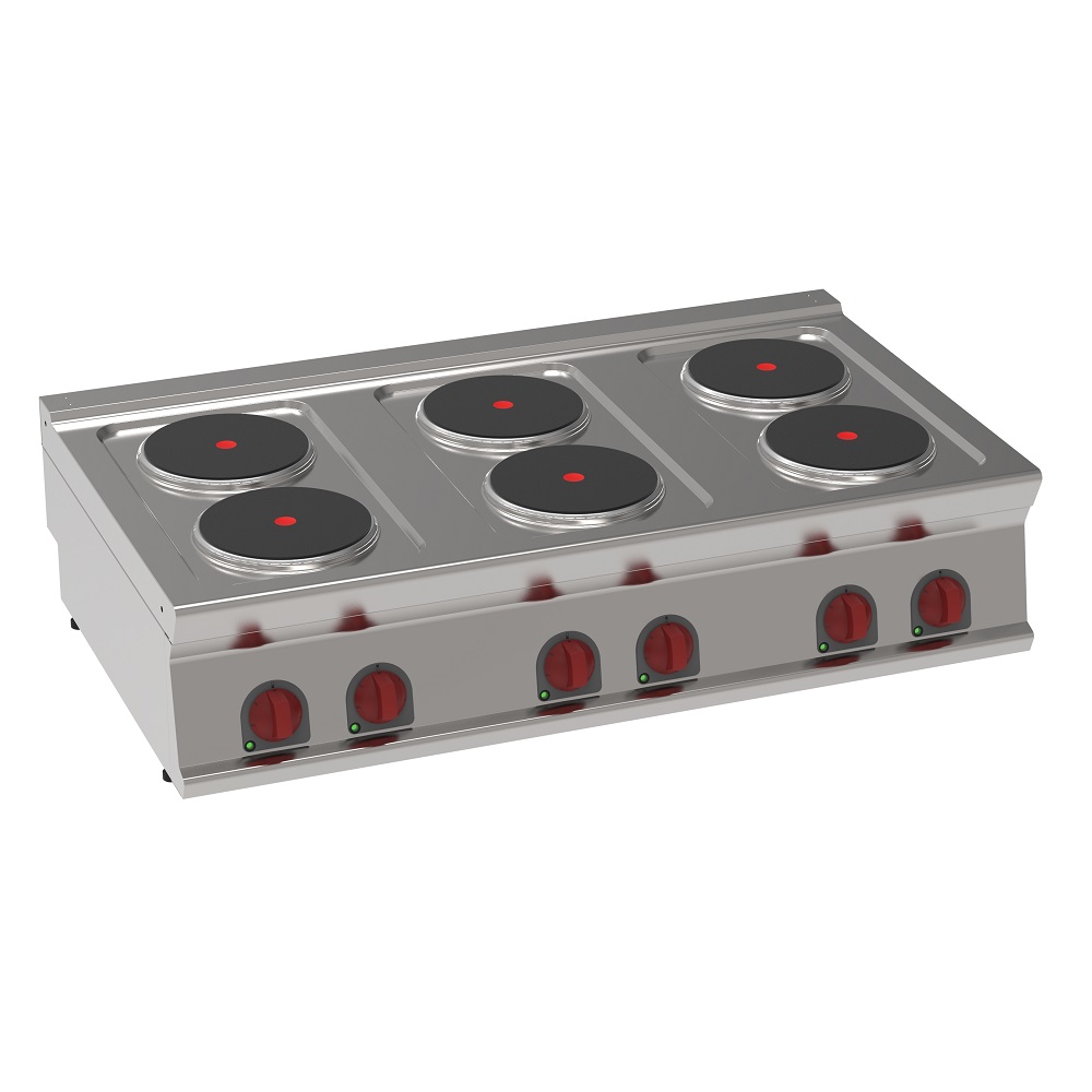 Eurast 35400617 Electric boiling 6 round plates table top - 1200x700x280 mm - 15,6 Kw 400/3V