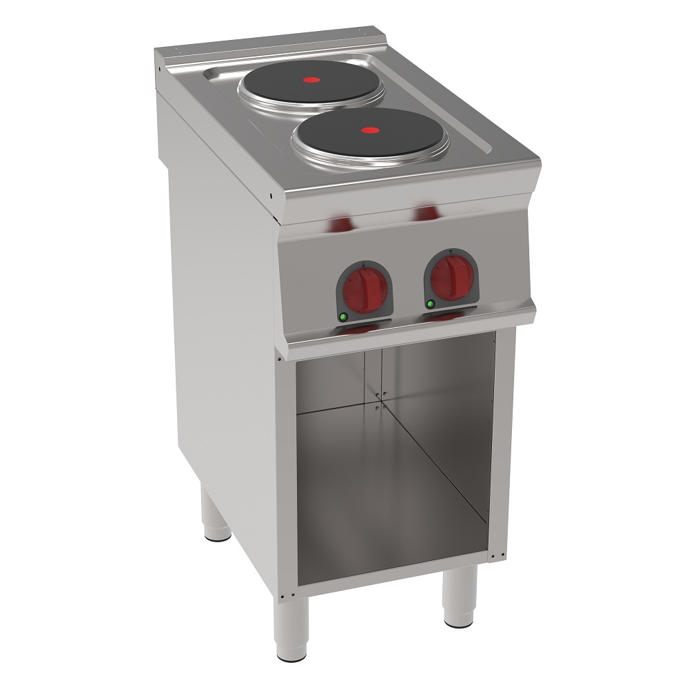 Electric cooker with 2 round plates on open support - 400x700x900 mm - 5,2 Kw 400/3V - 35800617 Eura