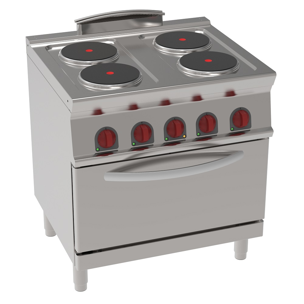 Eurast 42480617 Electric cooker with 4 round plates 1 convection electr. oven gn 2/1 - 800x700x900 m