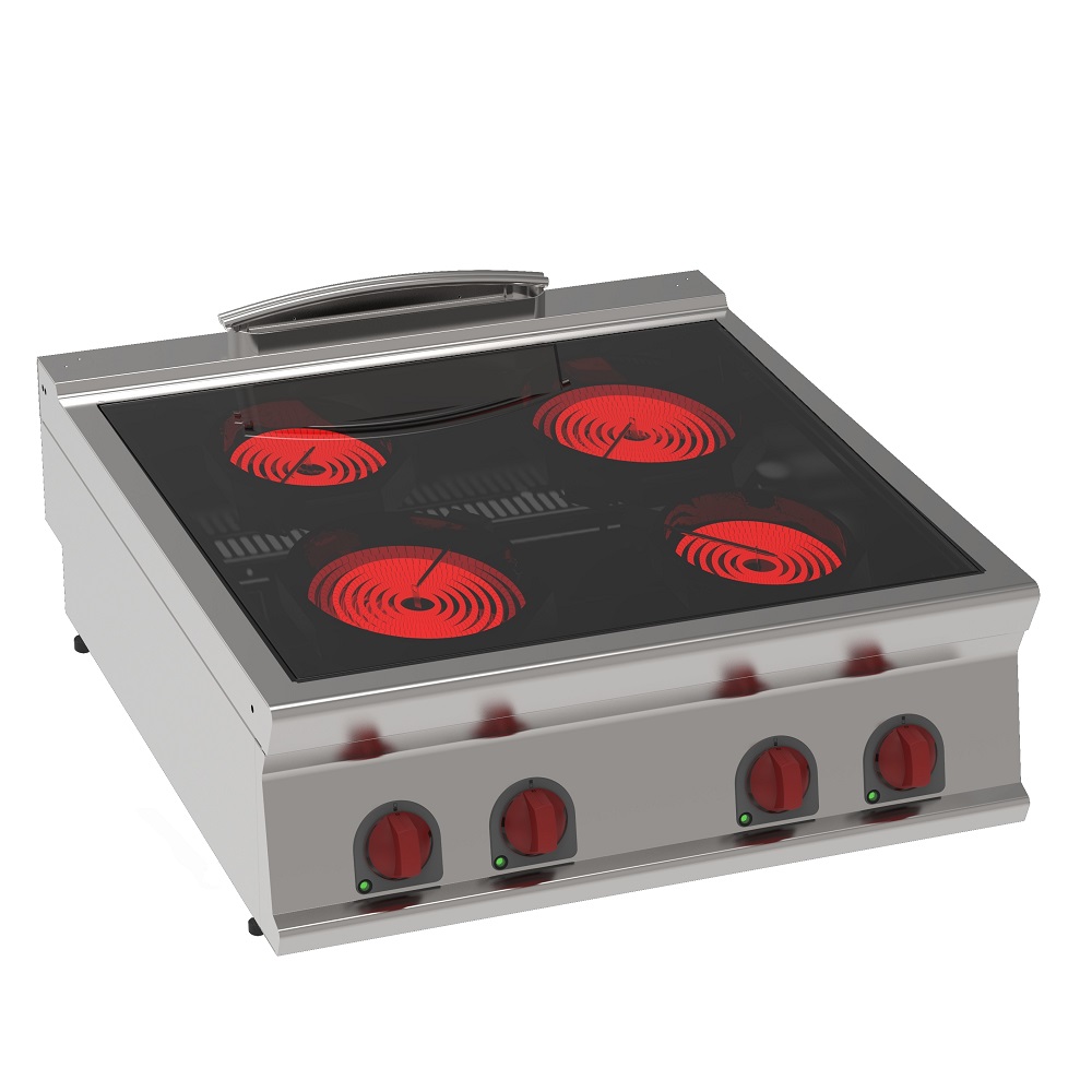 Vitroceramic cooker 4 hot zones - 800x900x280 mm - 13,6 Kw 400/3V - 34910613 Eurast