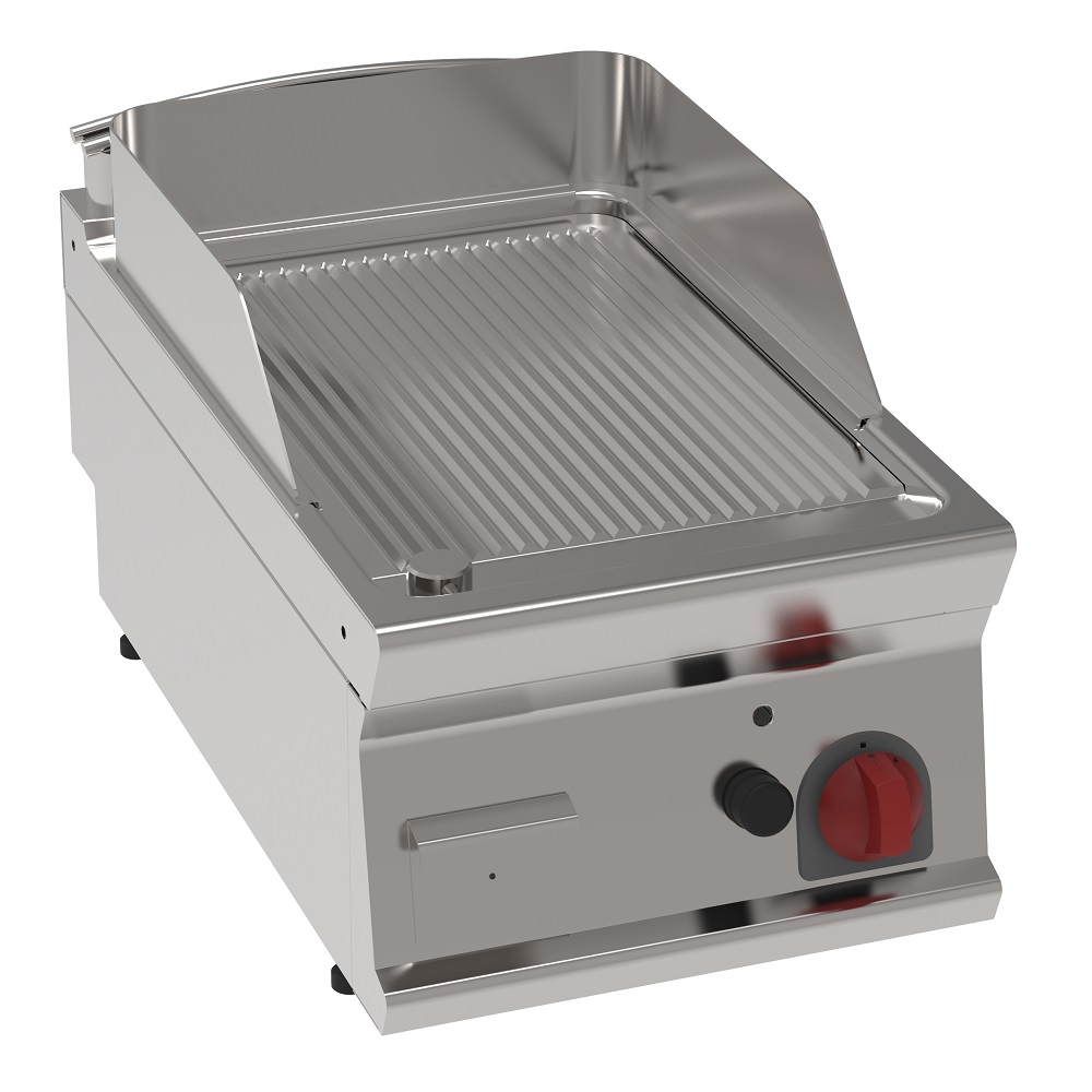 Gas iron hot plate 15 mm  grooved tabletop - 400x700x280 mm - 7 Kw - 36630317 Eurast
