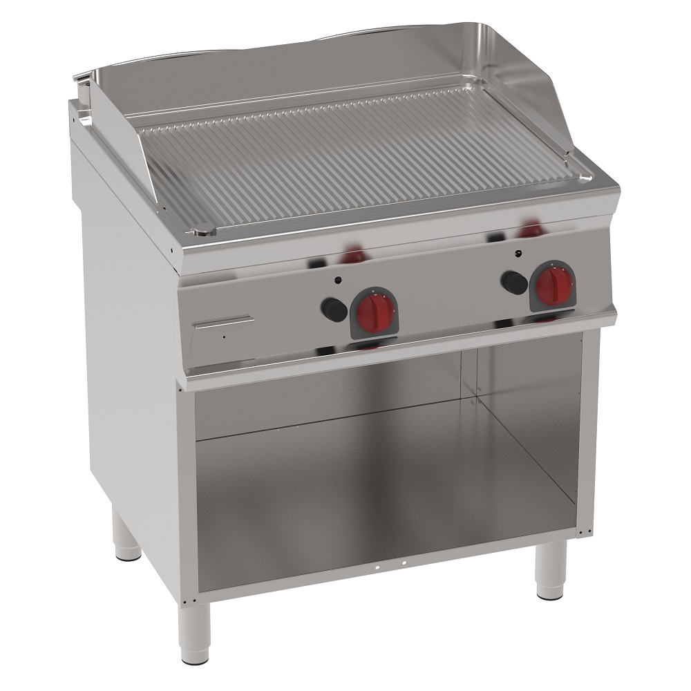 Eurast 36740317 Gas iron hot plate 15 mm  grooved on open support - 800x700x900 mm - 14 Kw