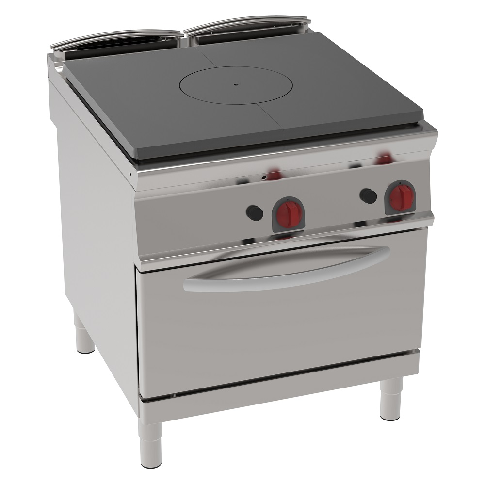 Eurast 48130313 Gas solid top 1 burner and 1 static gas oven gn 2/1 - 800x900x900 mm - 18 Kw