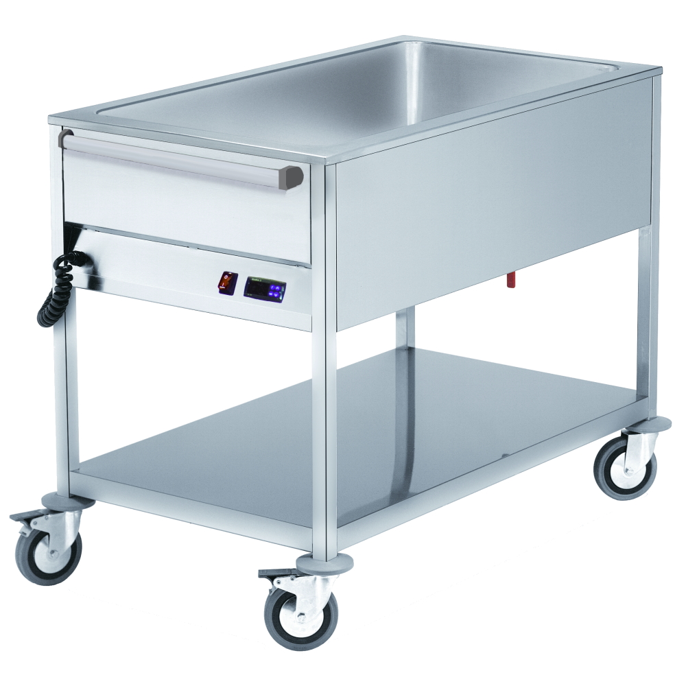 Electric bain marie for 4 gn 1/1-200 with wheels - 1420x670x900 mm - 3,2 KW 230/1V - 53020240 Eurast