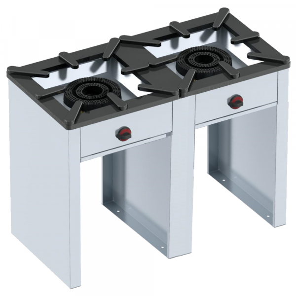 Gas paella cooker 2 grills - 1200x600x900 mm - 25 Kw - 49202G13 Eurast