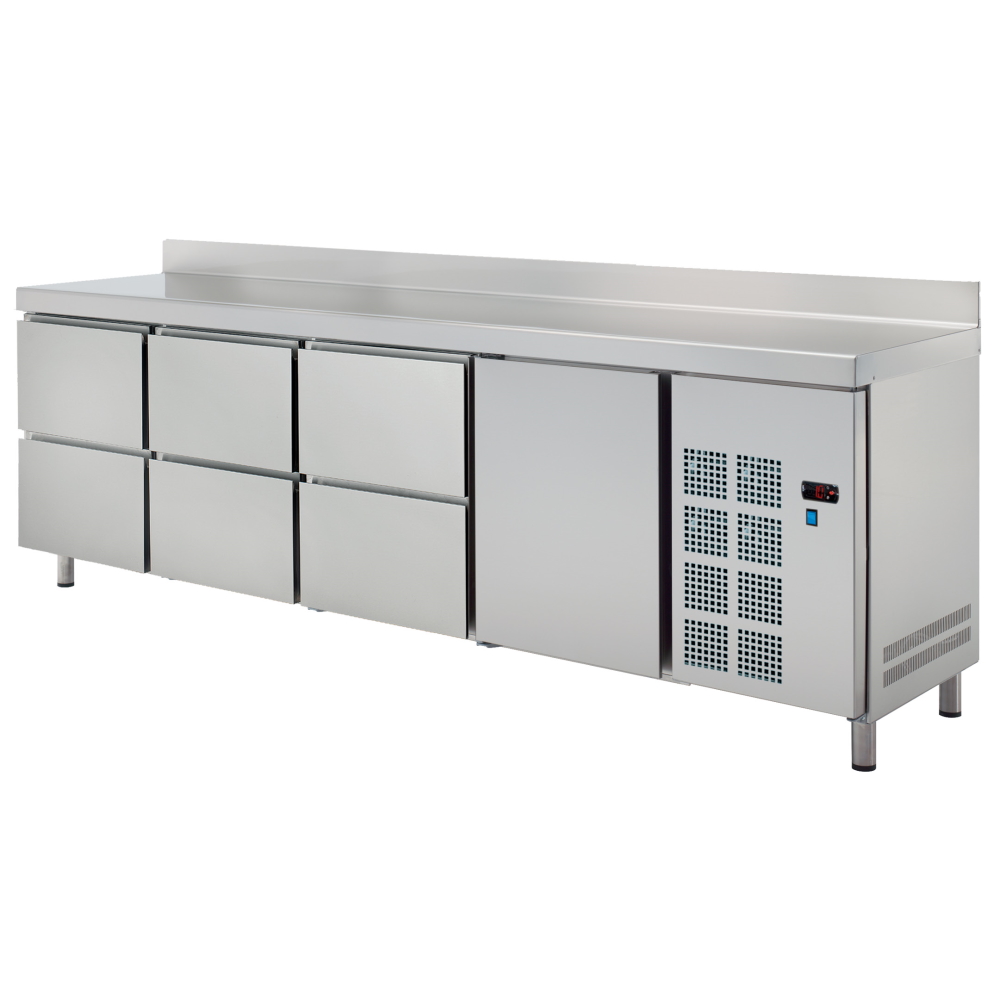 Eurast 77289509 Cold table 1 door 6 drawers - 2545x600x850 mm - 400 W 230/1V