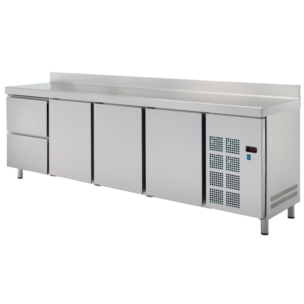 Cold table gn 1/1 3 doors 2 drawers - 2245x700x850 mm - 350 W 230/1V - 71299509 Eurast