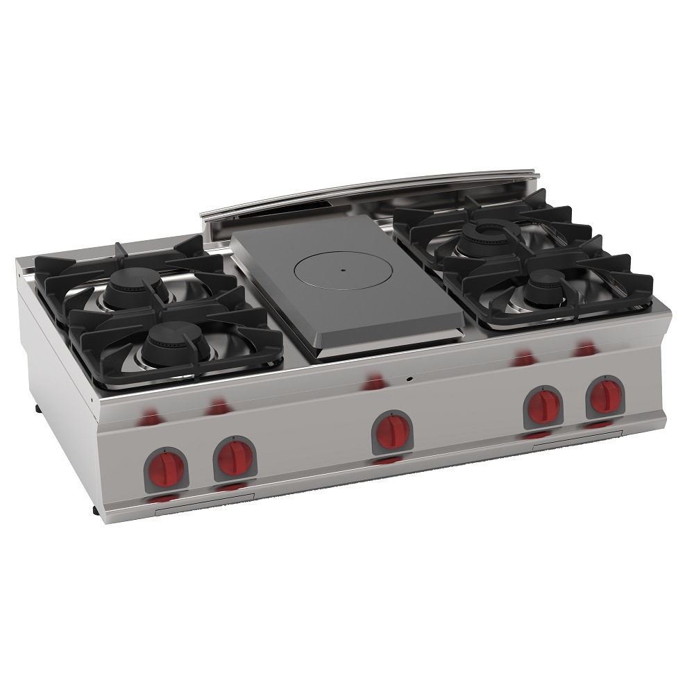 Gas solid top 5 burners table top - 1200x700x280 mm - 24 Kw - 48700317 Eurast