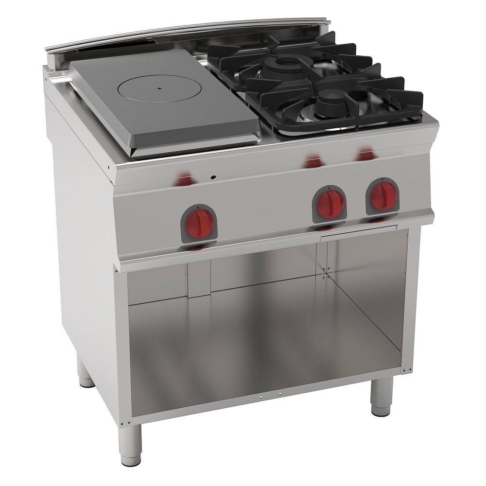 Eurast 48120317 Gas solid top 3 burners on open support - 800x700x900 mm - 15 Kw