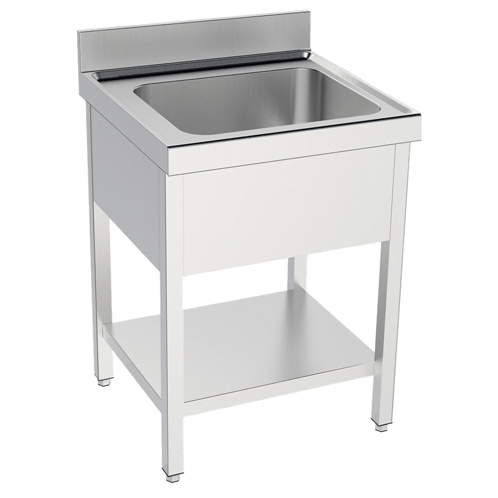Eurast 2405417E Sink with frame 1 shelf, 1 bowl 1200x500x380 - 1400x700x850 mm