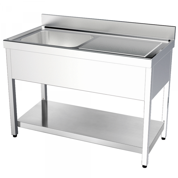 Eurast 2095D001 Sink with frame 1 shelf, 1 drainer and 1 bowl 400x400x200 - 1000x550x850 mm