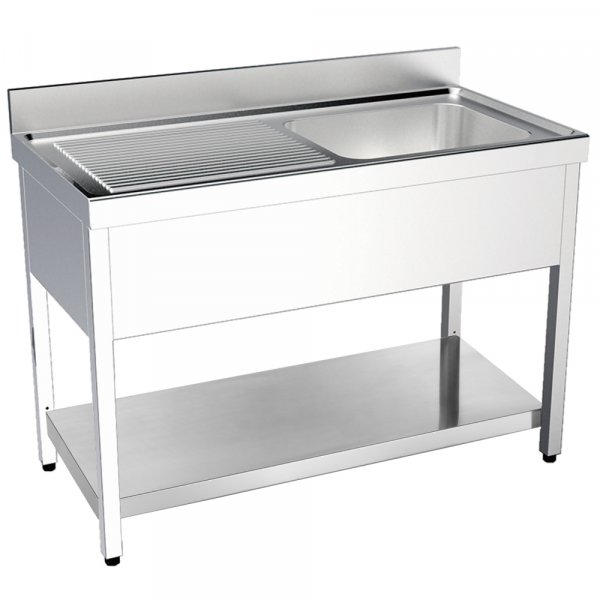 Eurast 2155I041 Sink with frame 1 shelf, 1 drainer and 1 bowl 600x500x300 - 1400x700x850 mm