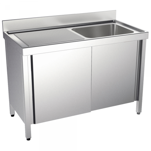 Eurast 2153I041 Sink with doors 1 drainer and 1 bowl 600x500x300 - 1400x700x850 mm