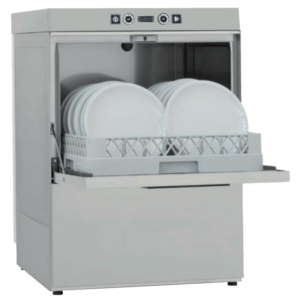 Industrial dishwasher 50x50 double wall, drain pump and soap dispenser - 575x600x820 mm - 6,8 KW 400