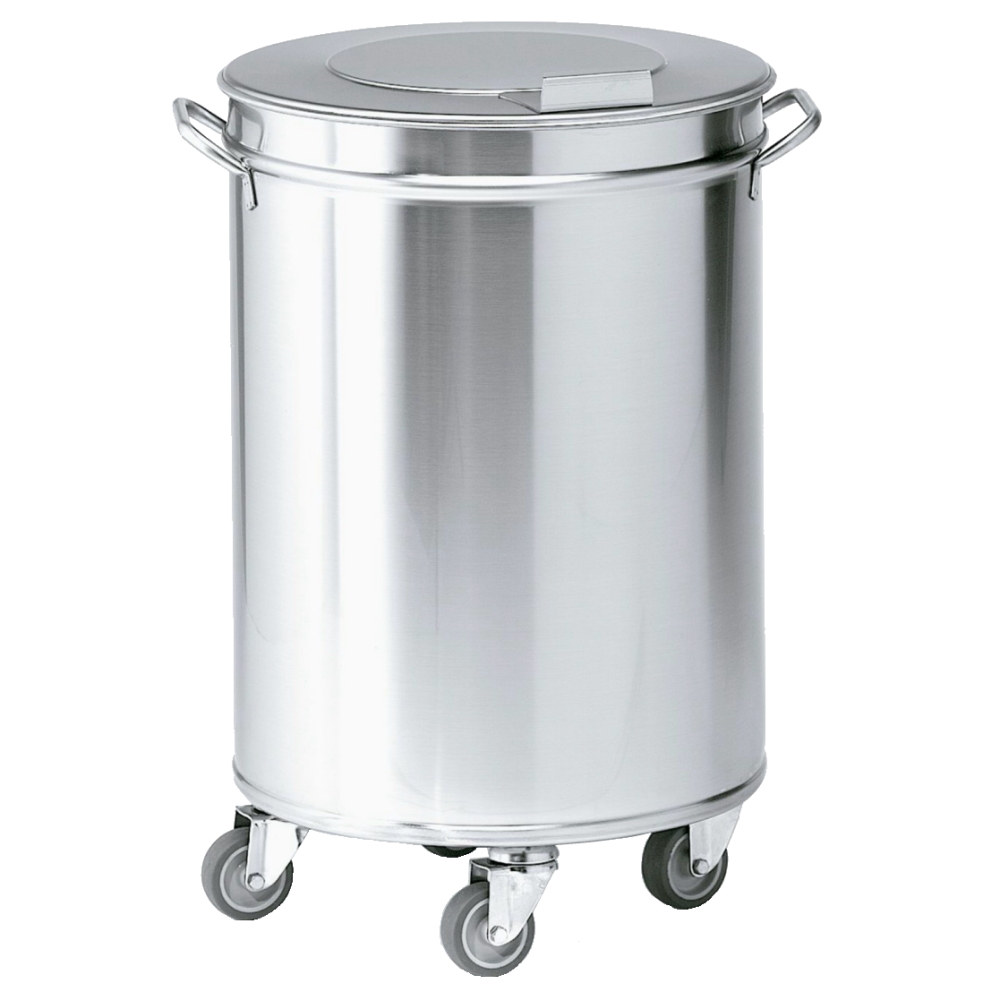 Eurast 16405062 Stainless steel waste bin with lid and wheels - 450x450x685 mm