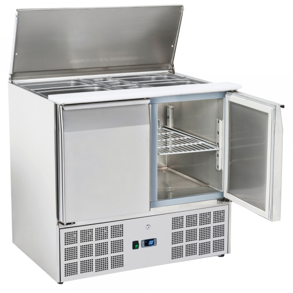 Salad prepation table 2 doors 2 gn 1/1 grates with pans - 900x700x880 mm - 230 W 230/1V - 7C1A09RC E