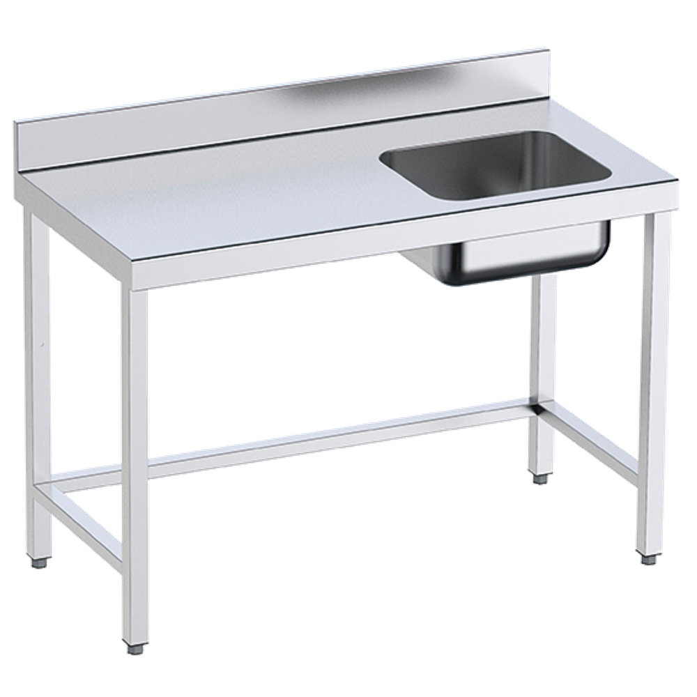 Chef table 1 sink on the right - 1200x600x850 mm - 1D2106RD Eurast