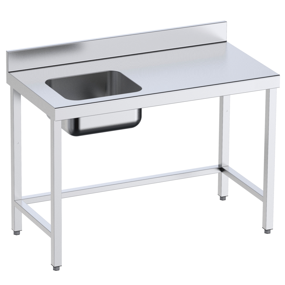 Chef table 1 sink on the left - 1200x600x850 mm - 1M2106RI Eurast