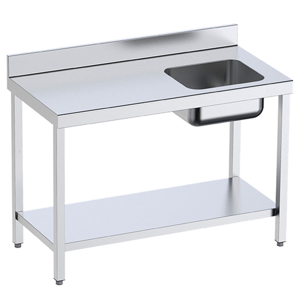 Chef table 1 sink right 1 shelf - 1200x600x850 mm - 1M2106ED Eurast