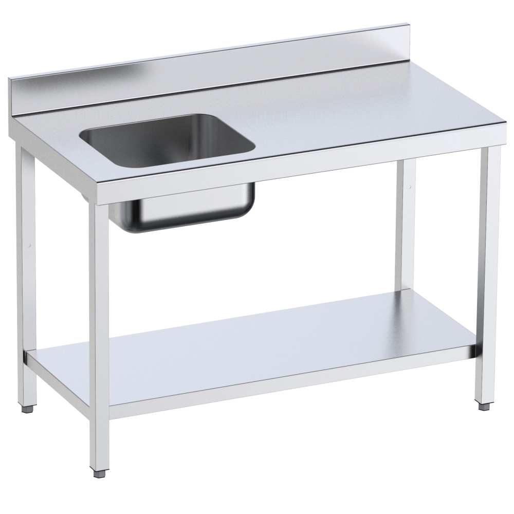 Chef table 1 sink left 1 shelf - 1200x600x850 mm - 1D2106EI Eurast
