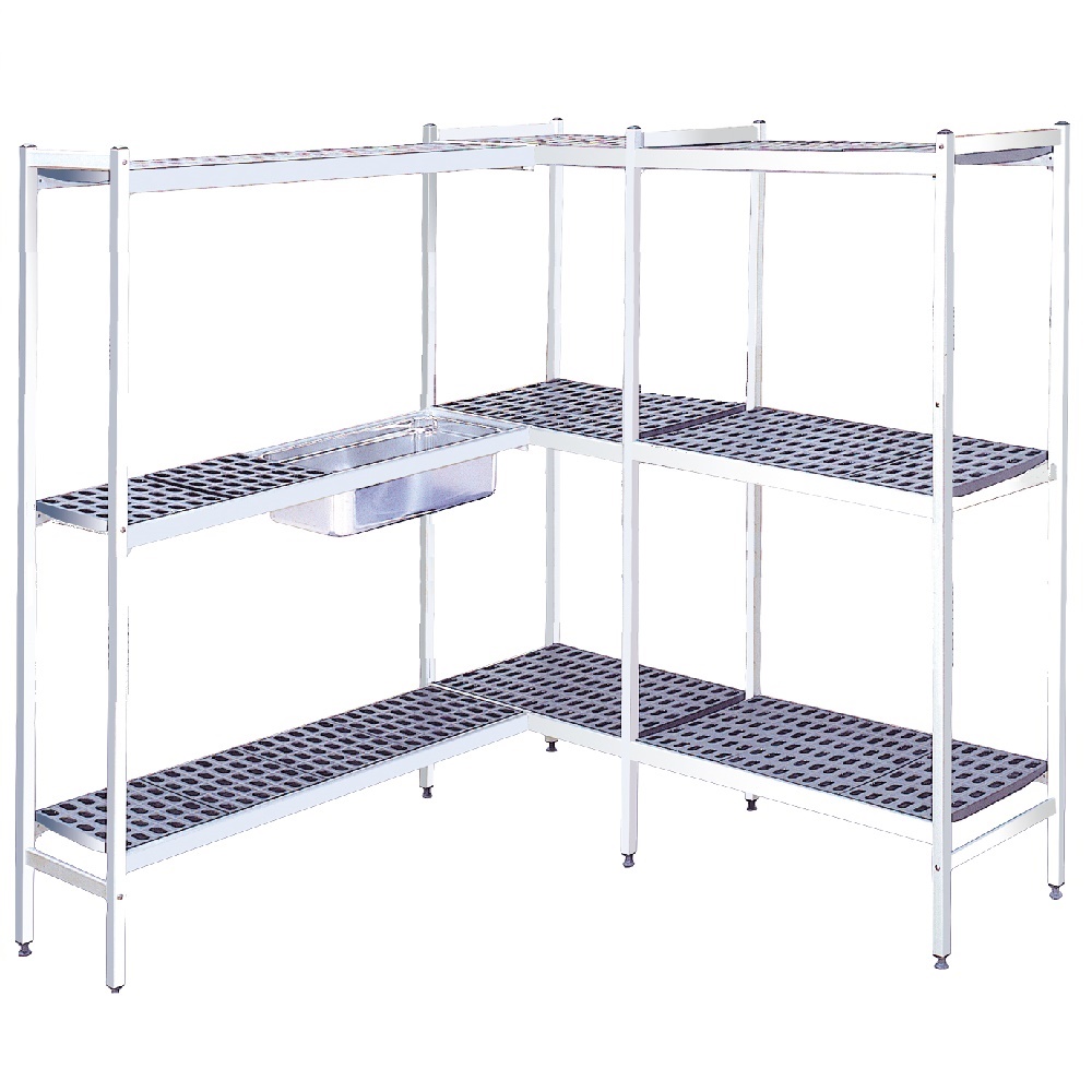 Duraluminium shelves 3 levels - 4145x370x1700 mm - 41453300 Eurast