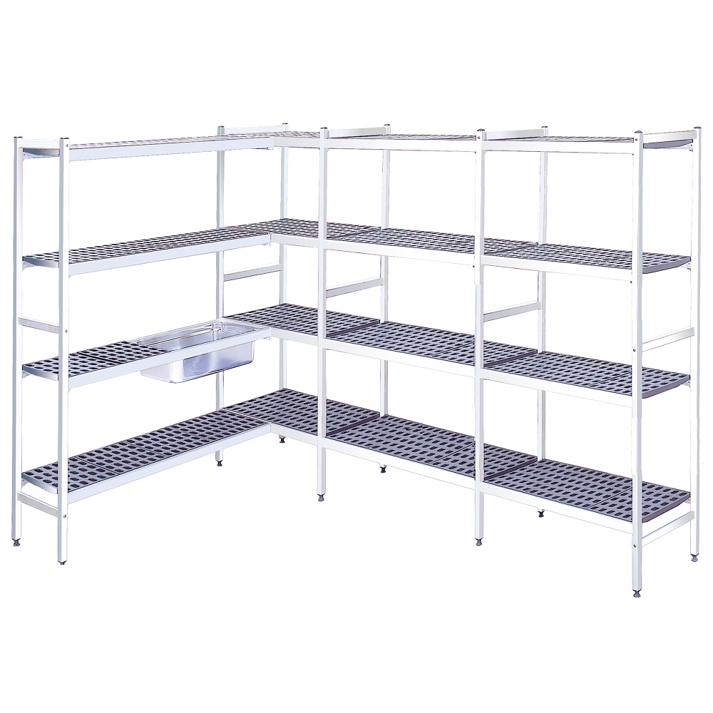 Duraluminium shelves 4 levels - 4998x370x1700 mm - 49983400 Eurast