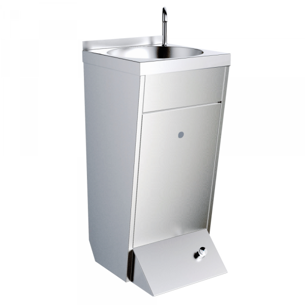 Hand wash basin with foot push - 350x300x850 mm - 20624160 Eurast