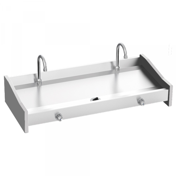 Collective sink cold-hot mixing with 2 push buttons and tubes - 1000x450x190 mm - 20634160 Eurast