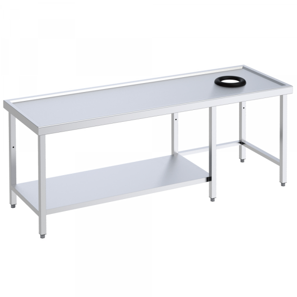 Central discharge ring table and shelf - 1400x700x850 mm - 160741E5 Eurast