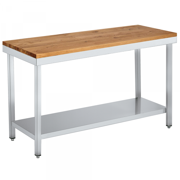 Table with wooden worktop with 1 shelf - 1500x600x850 mm - 10018670 Eurast