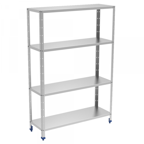 Stainless steel shelves 4 levels with smooth shelves - 1200x400x1750 mm - 38004414 Eurast