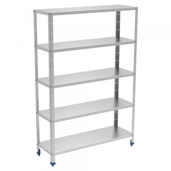 Stainless steel shelves 5 levels with smooth shelves - 1400x500x1750 mm - 38005424 Eurast