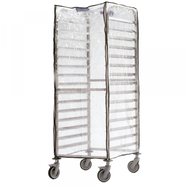 18 guide trolley for gn 2/1 or 1/1 containers with pvc cover - 660x750x1700 mm - 9109062F Eurast