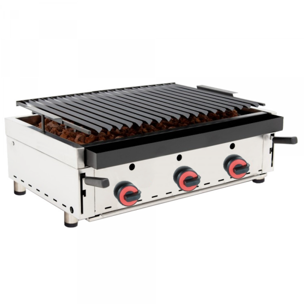 Gas lava barbecue tabletop iron grill without backsplash - 900x550x330 mm - 19,8 Kw - 4473F009 Euras