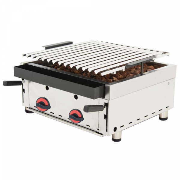 Gas lava barbecue tabletop stainless steel grill without backsplash - 600x550x330 mm - 13,2 Kw - 447