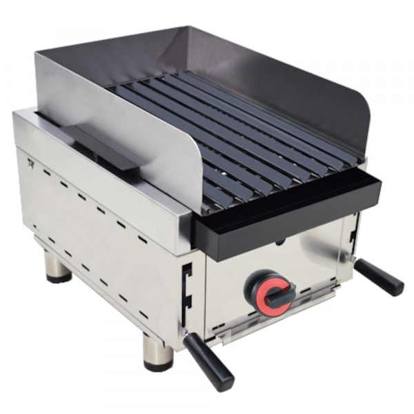 Gas lava barbecue tabletop iron grill with backsplash - 370x550x380 mm - 6,6 Kw - 4471FP53 Eurast