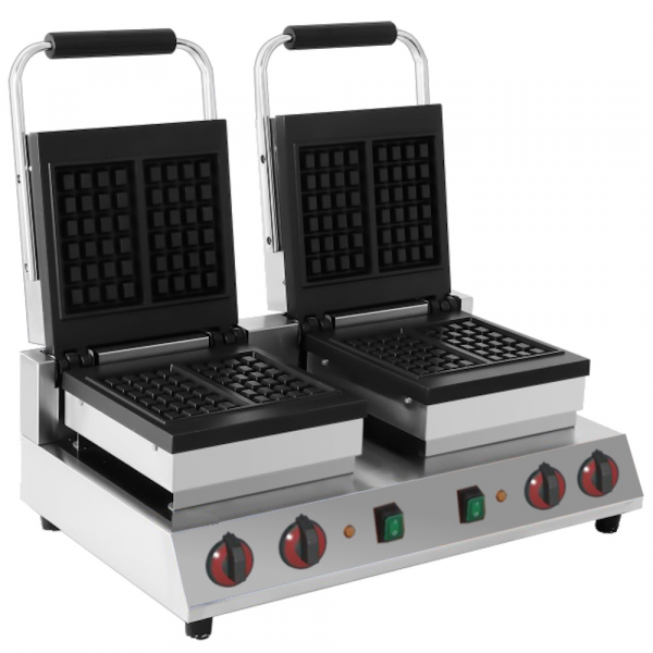 Electric waffle maker 2 plates of 250 x 250 mm - 630x380x270 mm - 3000 W 230/1V - 4420122F Eurast