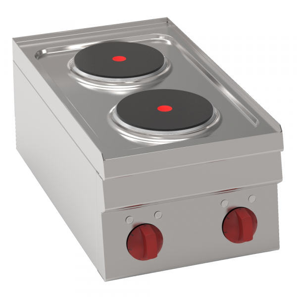 Electric boiling 2 round plates table top - 350x600x280 mm - 4 Kw 230/1V - 30200611 Eurast