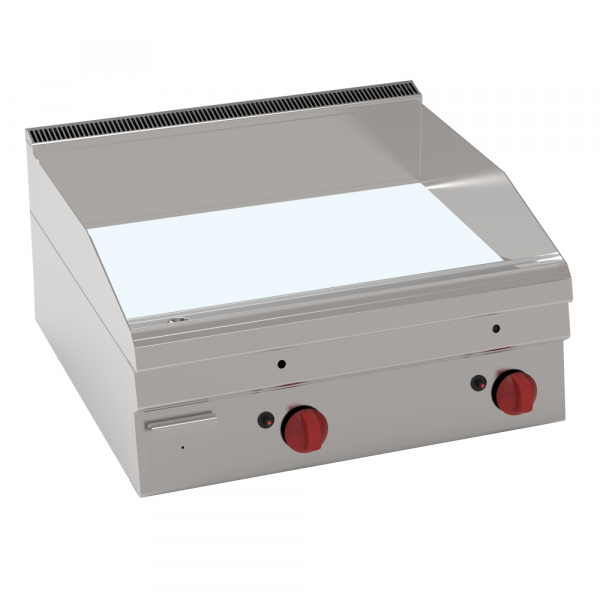 Gas hard chrome hot plate 15 mm smooth table top - 700x600x280 mm - 8 Kw - 30620311 Eurast
