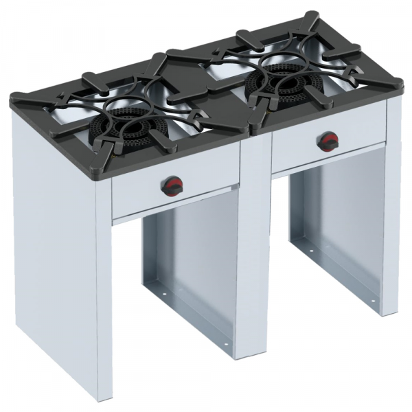 Gas paella cooker 2 grills and 2 additional grill - 1200x600x900 mm - 25 Kw - 49202616 Eurast