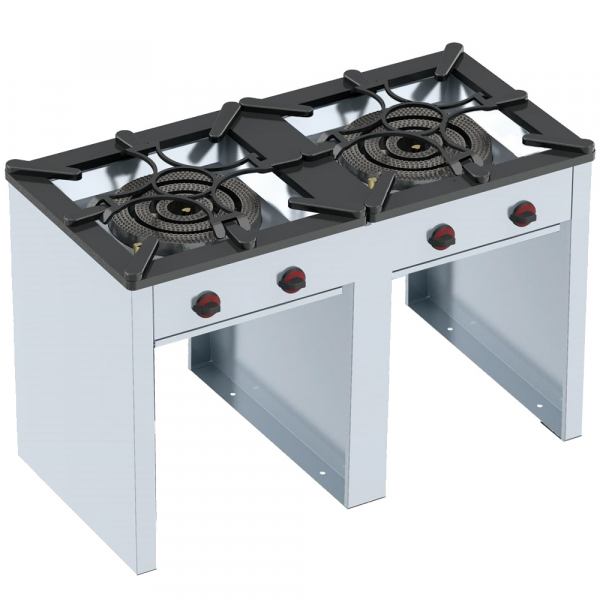 Gas paella cooker 2 grills and 2 additional grill - 1400x700x900 mm - 54 Kw - 49302616 Eurast