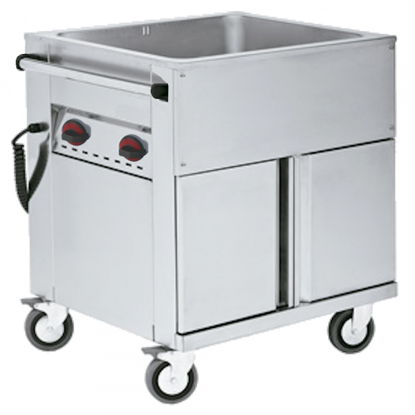 Electric bain marie for 2 gn 1/1-200 with wheels - 830x670x900 mm - 2,4 KW 230/1V - 51120240 Eurast